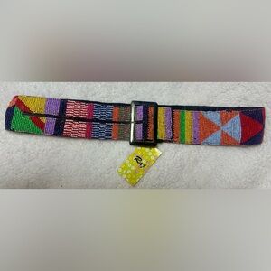Raj Vintage Multicolor Beaded Belt 14.5-17” flat Deadstock